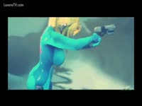 Sexy warrior on blue tight suit gets banged by a dog xxx